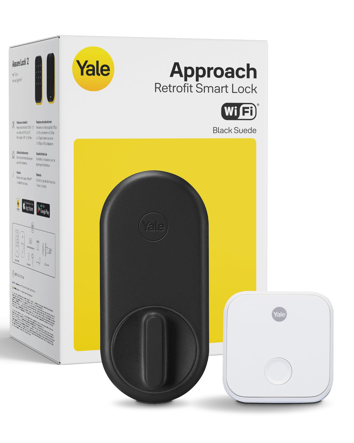 Yale Approach Smart Wi-Fi Deadbolt Retrofit Smart Lock, Unlimited Virtual Keys, App Remote Control, Keyless Entry - Black