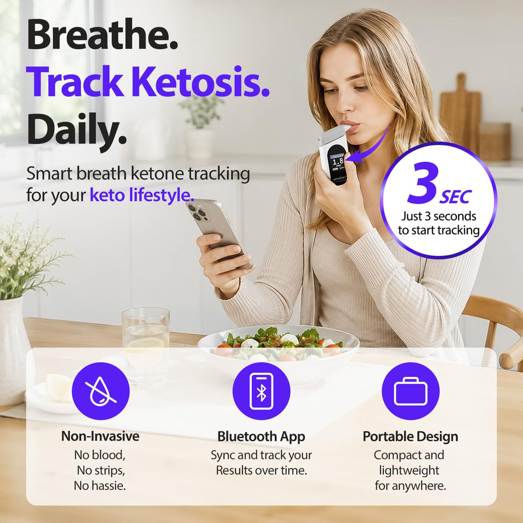 SMART Breath Ketone Meter | Replaceable Sensor, Color Display