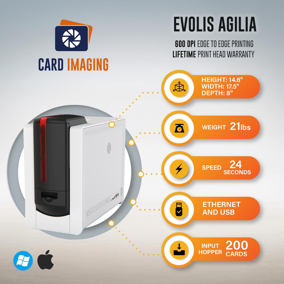 Evolis Agilia Dual Sided Retransfer Card Printer & Supplies #AG1-0011