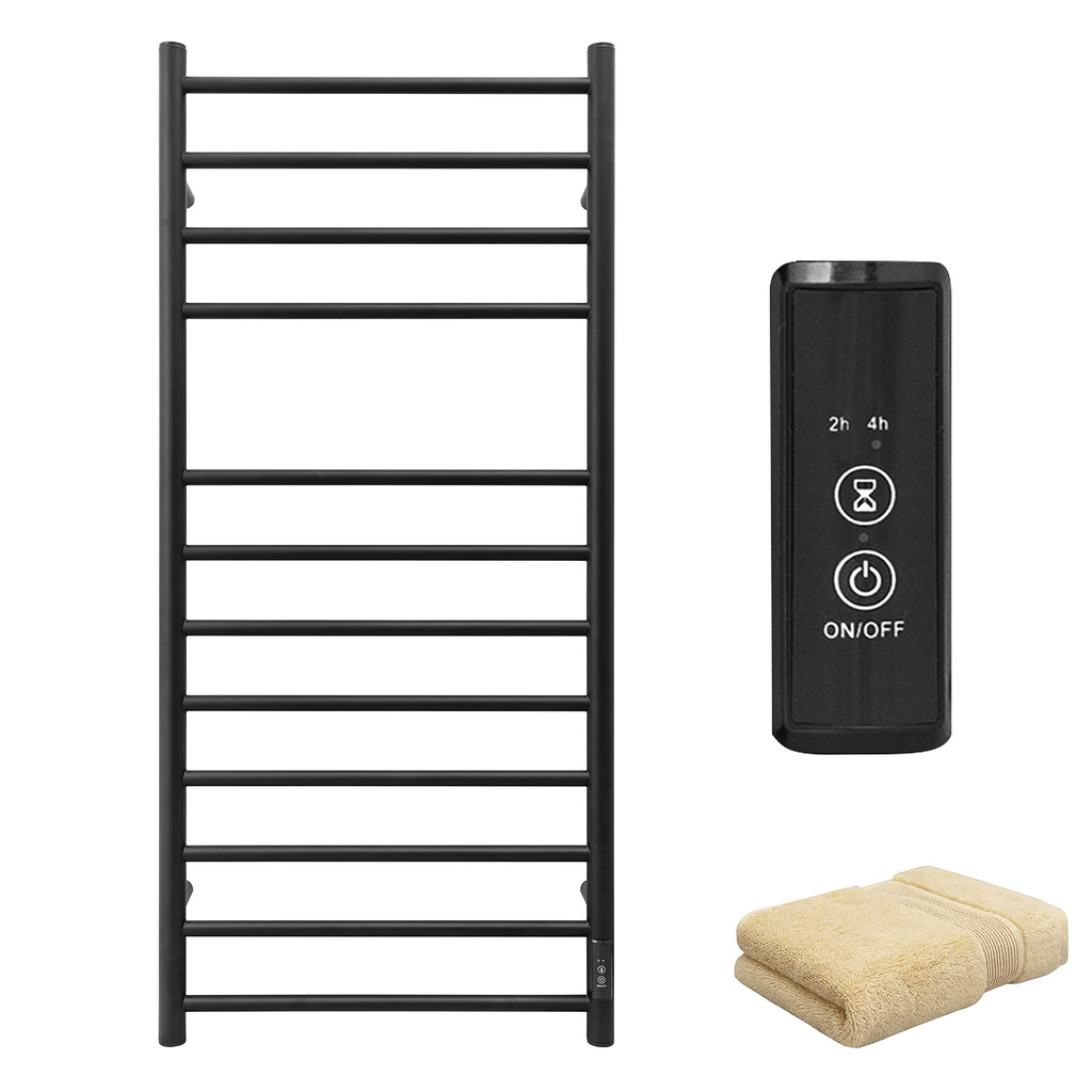 Smart WiFi Towel Warmer Wall Mounted with Built-in Timer and Temperature Adjust Control, 4 Bars Electric Stainless Steel Heated Towel Racks for Bathroom Matte Black
