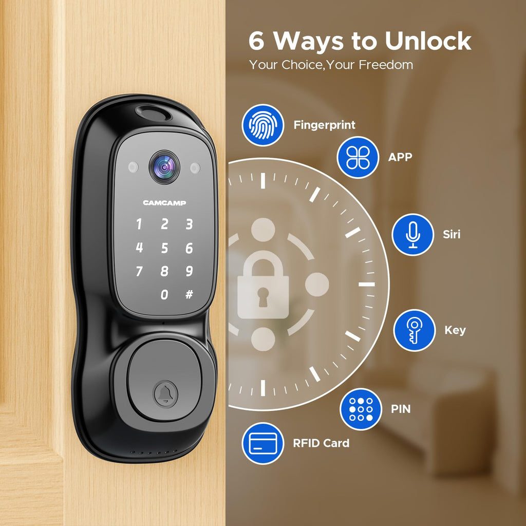 Smart Lock with Camera & Doorbell, 3-in-1 Smart Deadbolt for Front Door