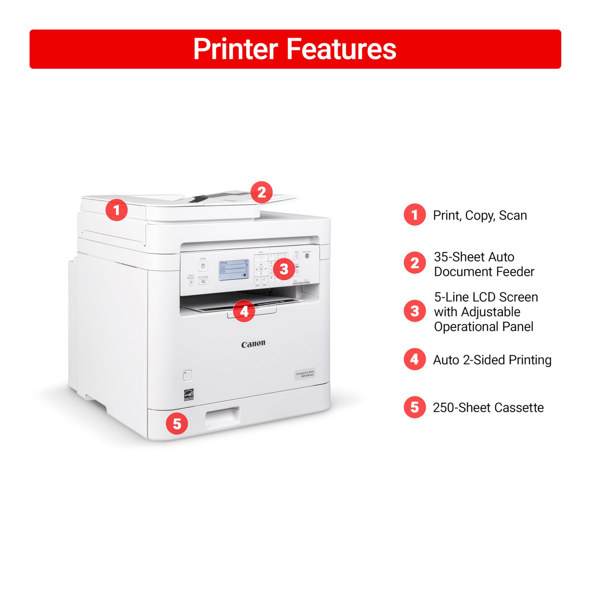 Canon imageCLASS MF284dw Multifunction Wireless Monochrome Laser Printer