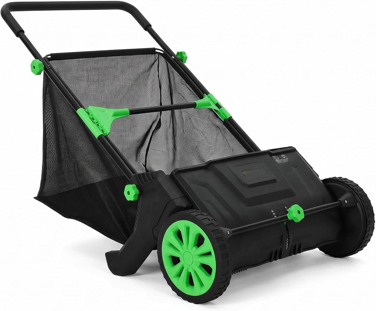 IDEALHOUSE Push Lawn Sweeper 26 Inch with Large 7 cu.ft. Hopper Bag