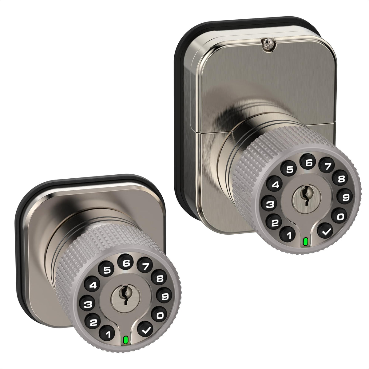 IU62 Dual-Sided Keyless Keypad Door Knob with Mechanical Key & USB-C Power Backup,Adjustable Latch, All-Weather for Outdoor/Indoor/Patio/Fence, Non-Networked Security Lock (Matte Black)