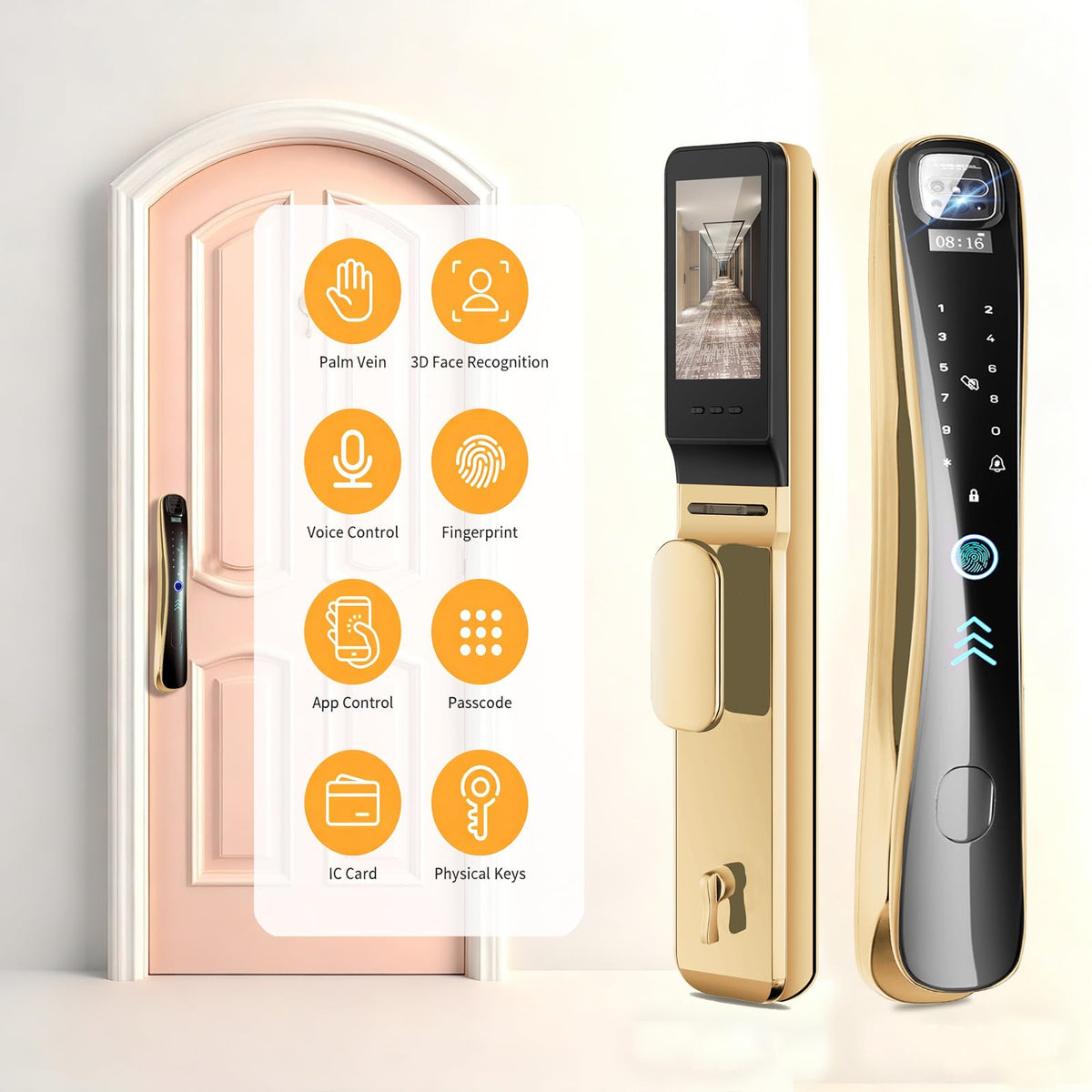 EIYSIE Video Smart Lock with Camera & Doorbell, 8-in-1 WiFi Keypad Deadbolt