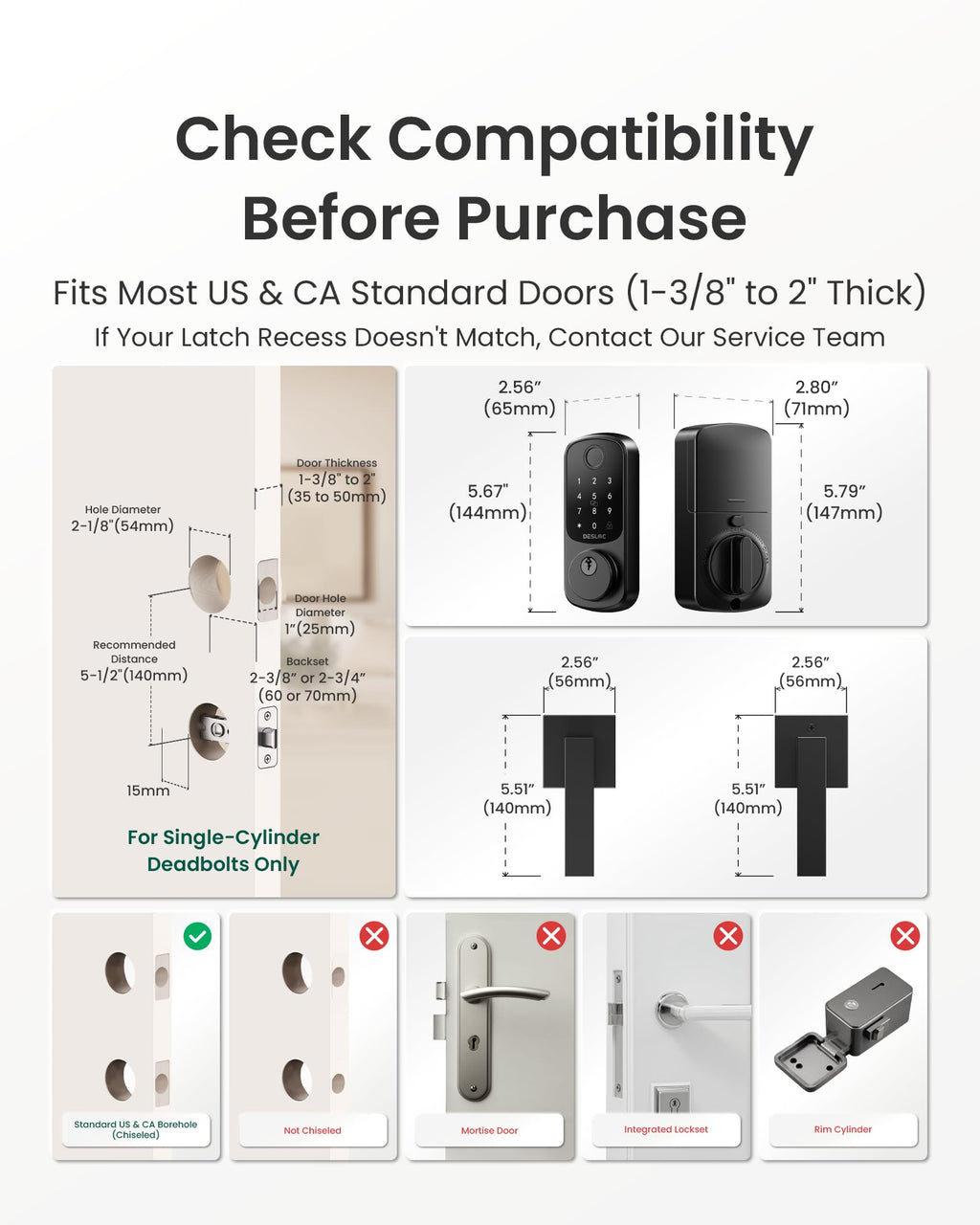 DESLOC B200 Fingerprint Smart Lock with 2 Lever Handles Set,Front door lock