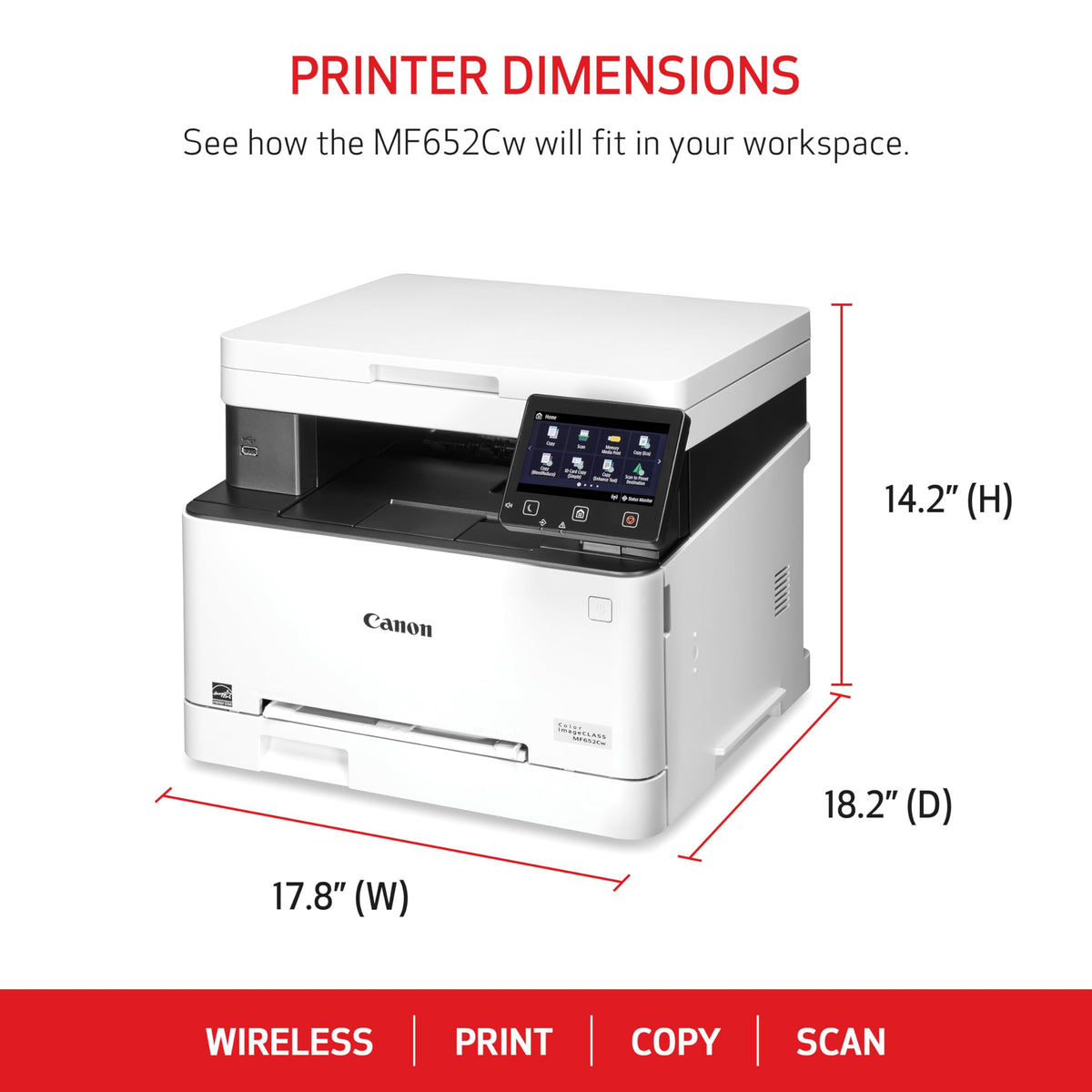 Canon Color imageCLASS MF652Cw - Wireless Laser Printer, Multifunction with Scanner, Copier, Mobile Ready, 3 Year Limited Warranty, 22 PPM Color, White