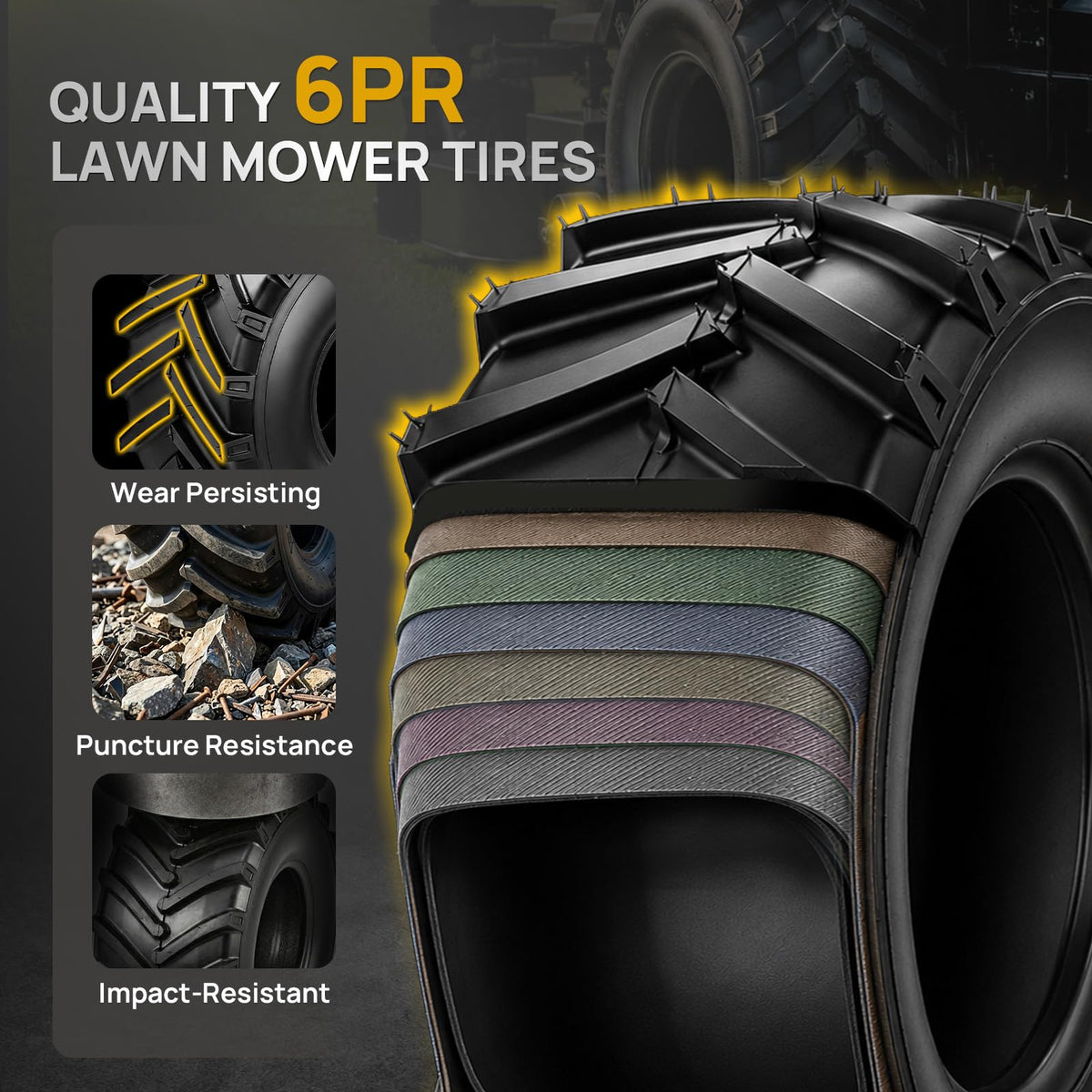 TUFFIOM Set of 2 Lawn Mower Tires 23x10.50-12 6PR Turf Tire for Garden Tractor Riding Lawnmower, Tubeless