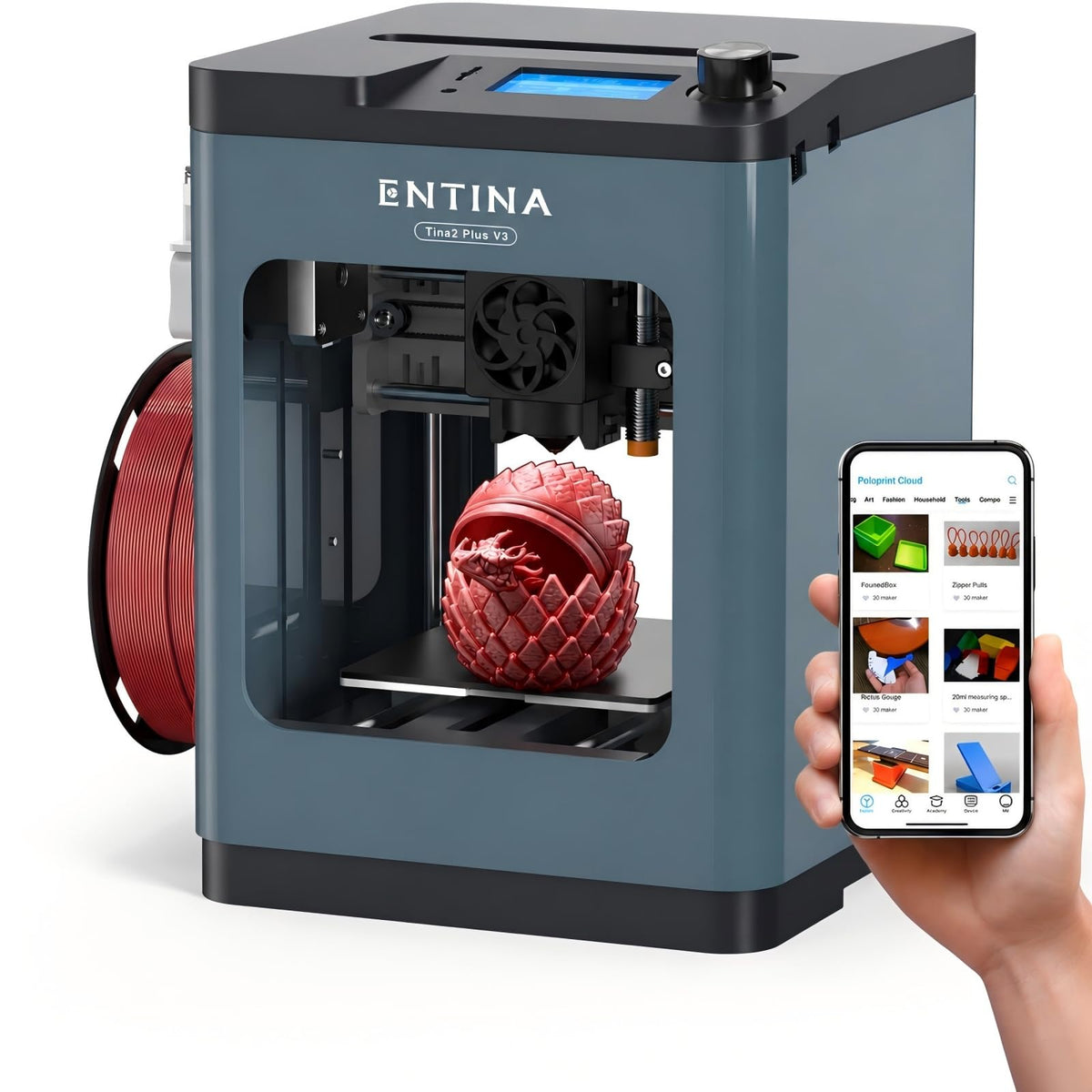 Entina Tina2 Plus 3D Printer, 250mm/s Fast Printing 3D Printer for Beginners & Kids, WiFi & App Control, Fully Assembled, Auto Leveling, PEI Build Plate, Open Source Mini 3D Printers for Home & School