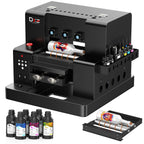 DXZ A3 UV Printer,Automatic L805 UV Flatbed Cylinder Printer with Varnish 100% Transfer Rate for Phone Case,Acrylic,Metal,Leather,Golf,Bottle,2-Year Ink Included