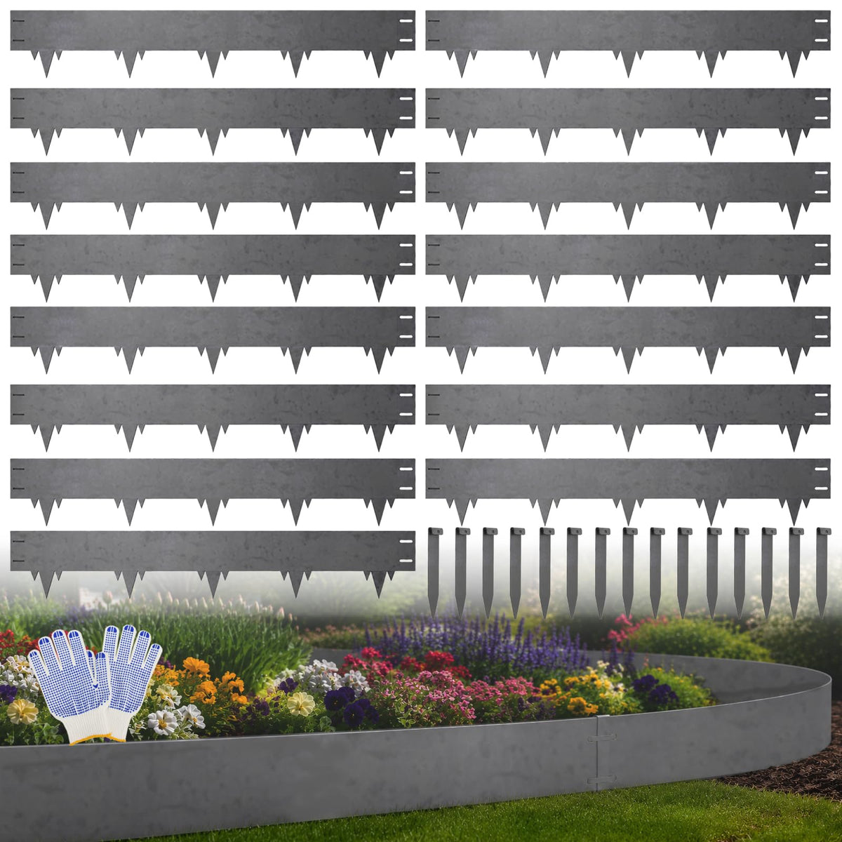 50FT Metal Landscape Edging, 15-Pack 40"L x 6.5"H Rust-Proof Border