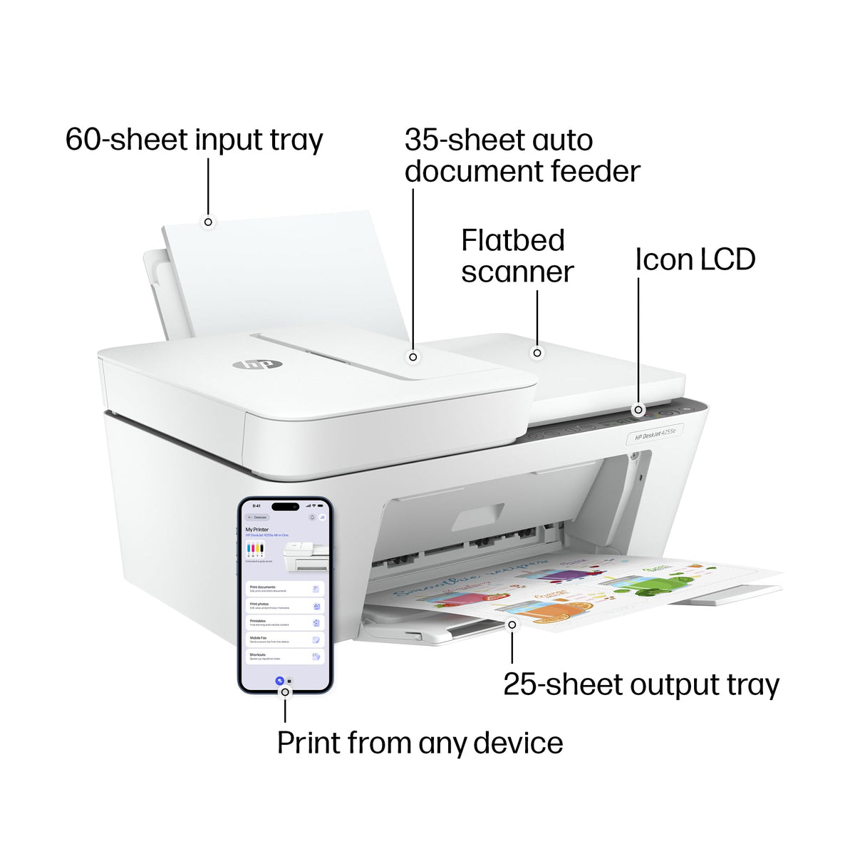 HP DeskJet 4255e Color Inkjet Printer | Wireless | All-in-One