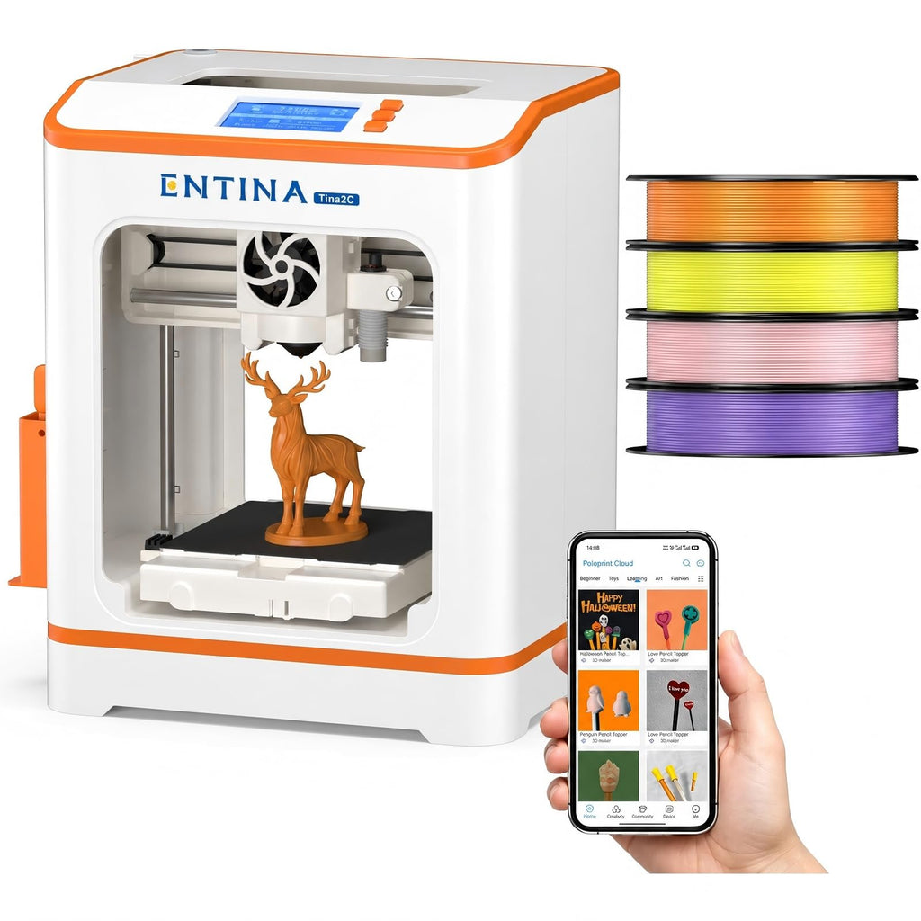 Entina Tina2 Plus 3D Printer, 250mm/s Fast Printing 3D Printer for Beginners & Kids, WiFi & App Control, Fully Assembled, Auto Leveling, PEI Build Plate, Open Source Mini 3D Printers for Home & School