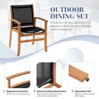 Acacia Wood Patio Dining Chairs Set (Black, 2 Pieces)