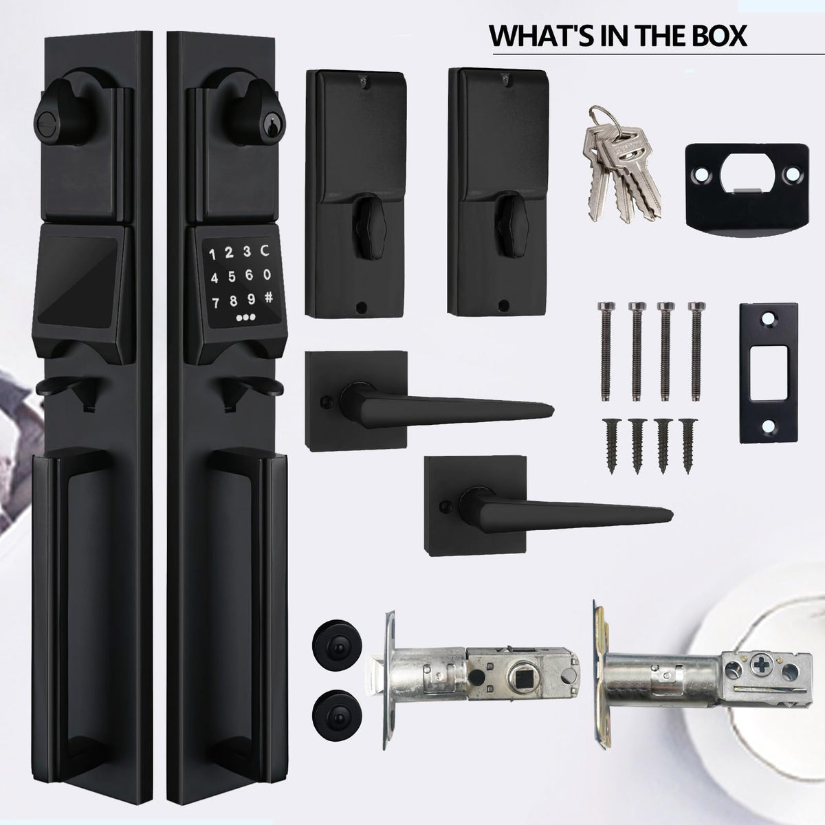Smart Keypad Handleset Double Door Black