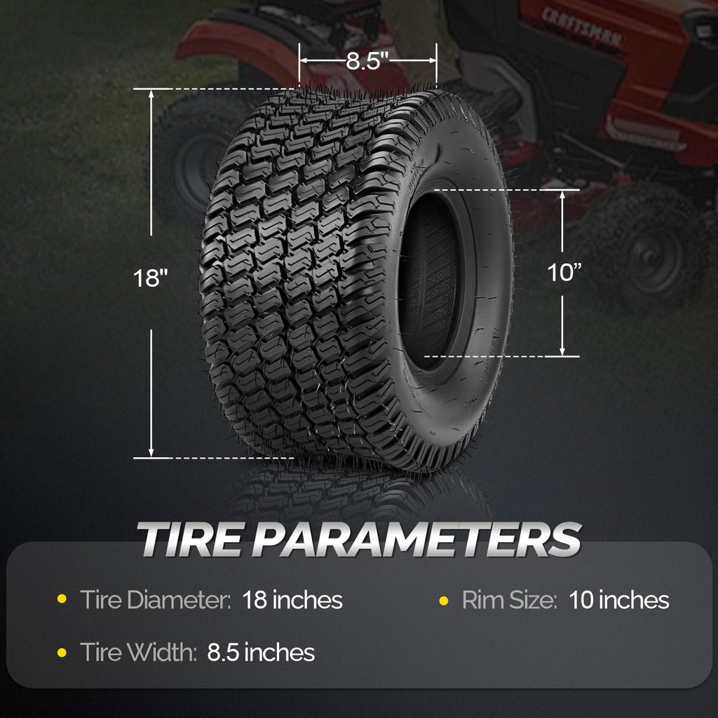 TUFFIOM 20x10.00-10 Lawn Mower Tires Set of 2, 4PR Turf Tire Lawn & Garden Tires, Compatible With Most Lawn & Garden Utility Vehicles, Tubeless