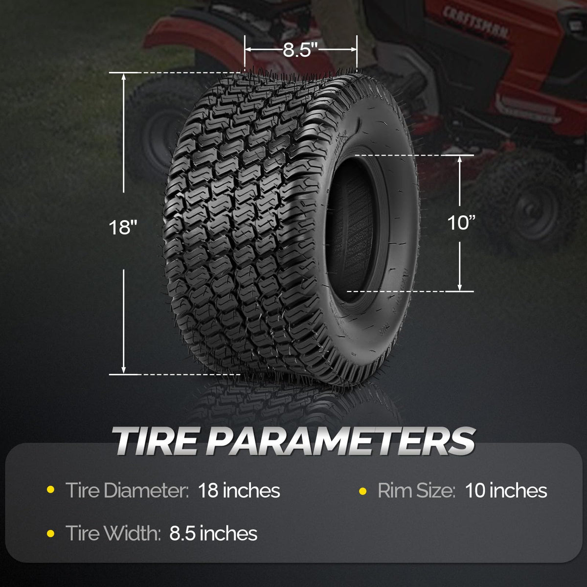 TUFFIOM 20x10.00-10 Lawn Mower Tires Set of 2, 4PR Turf Tire Lawn & Garden Tires, Compatible With Most Lawn & Garden Utility Vehicles, Tubeless