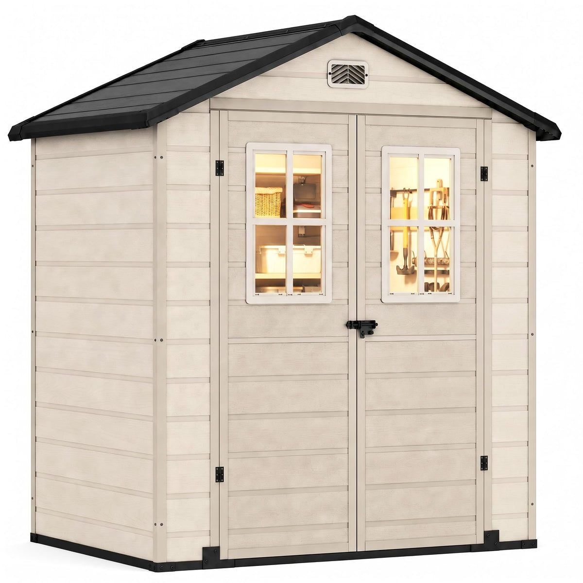 DWVO 5x4FT Resin Outdoor Storage Shed with Floor, Garden Tool Shed