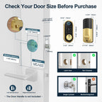 SMONET Smart Lock Fingerprint Electronic Door Lock Keyless Deadbolt Gold