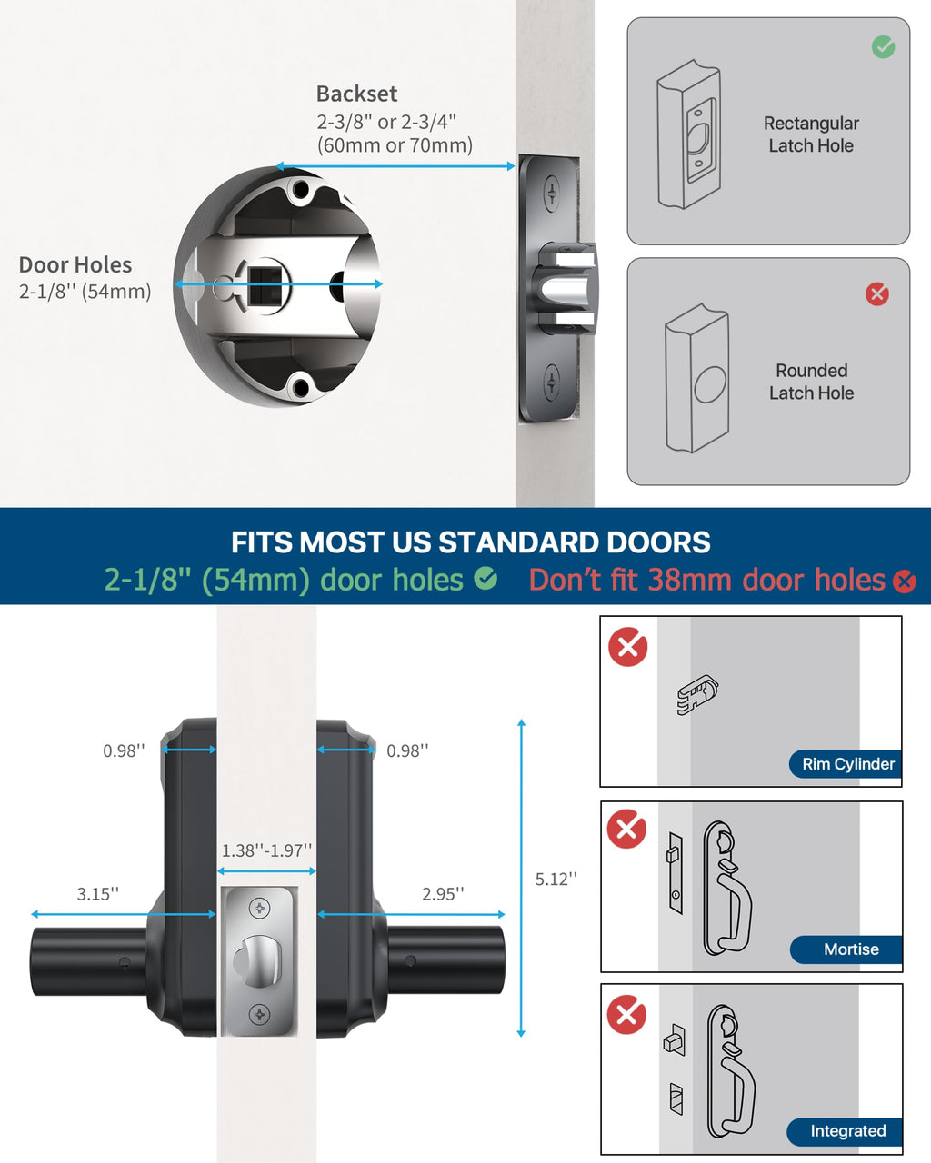 Keypad Keyless Entry Door Lock with Handle Smart Digital Deadbolts 4 Pack