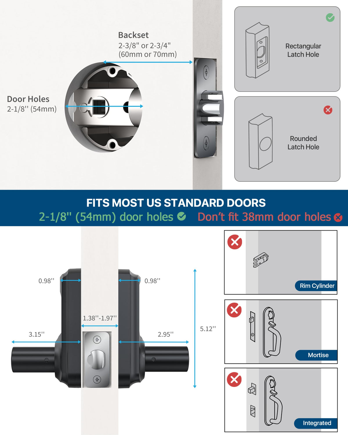 Keypad Keyless Entry Door Lock with Handle Smart Digital Deadbolts 4 Pack