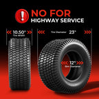 23x10.50-12 Lawn Mower Tires, 4 Ply Tubeless, Set of 2