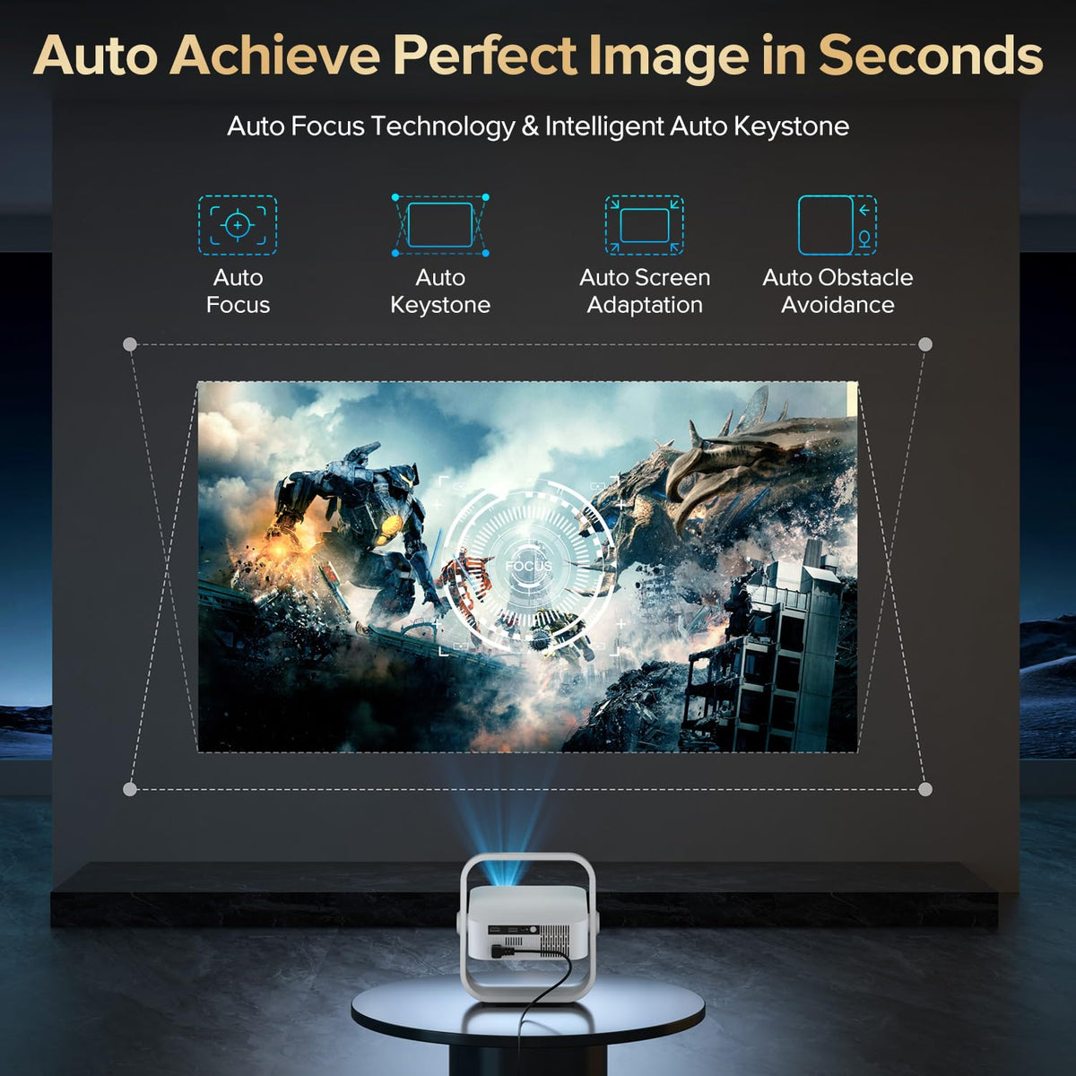 Projector Built-in Google TV/APPs 4K AI Auto Focus, Voice Control