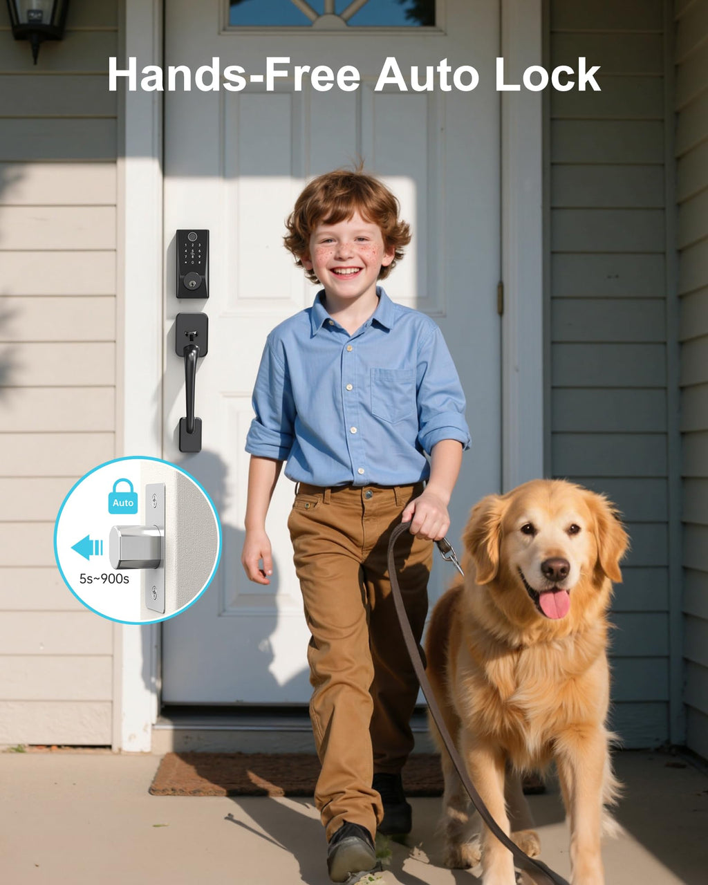 WiFi Smart Lock with Handleset, Built-in WiFi Door Lock, Keyless Entry Deadbolt for Front Door, Fingerprint, App & Remote Control, Compatible with Alexa & Google Assistant, Auto Locking