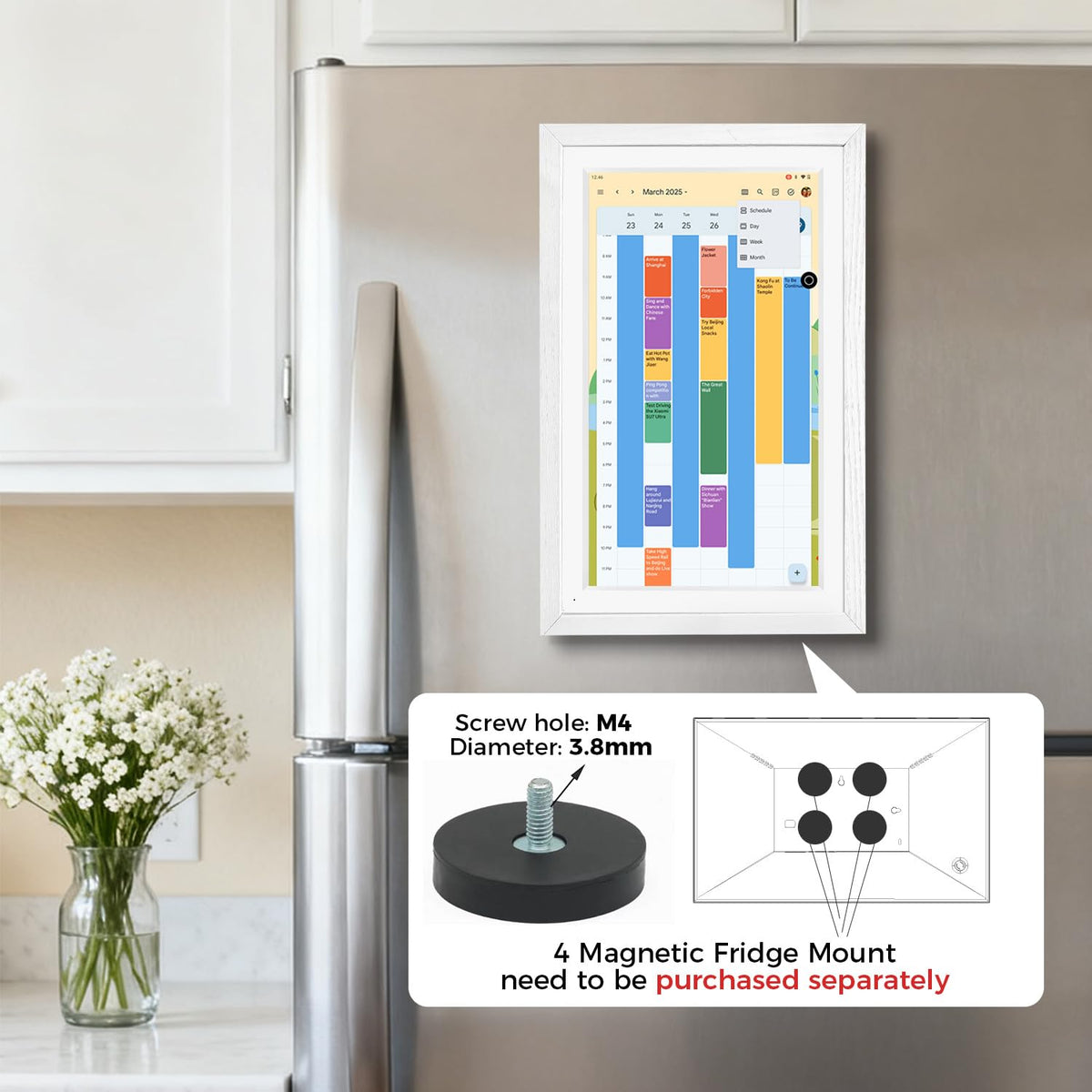 15.6" Digital Calendar & Chore Chart, Sync Google & iCloud, No Subscription