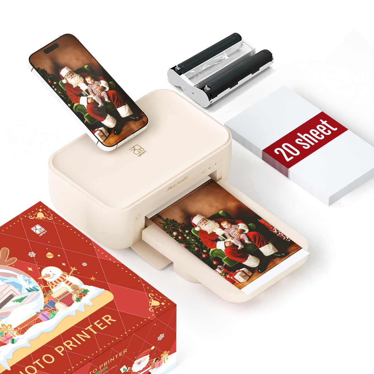 HPRT Photo Printer 4x6 with 108 Sheets Photo Paper & 2 Ribbons