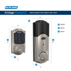 Schlage Connect Smart Deadbolt Lock with Camelot Trim, Aged Bronze