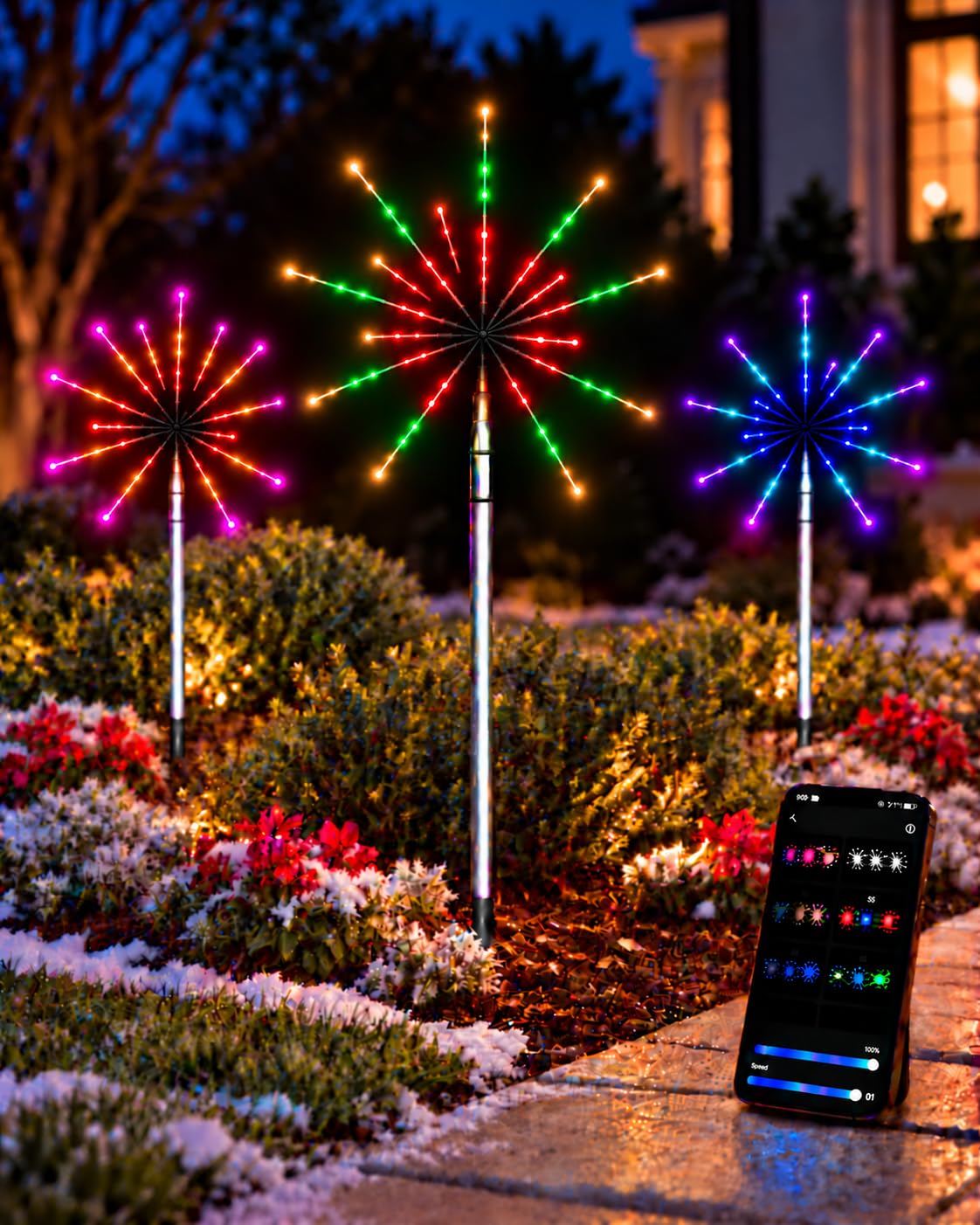 16 Pack Christmas Pathway Lights Outdoor, Smart RGB Spiral Xmas Tree Lights