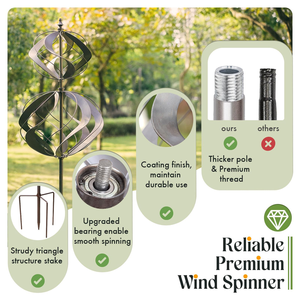 Wind Spinners Outdoor Metal - Large Kinetic Wind Spinner for Yard Garden, Windmills Lawn Ornament Décor for Lawn Patio (Height 84")
