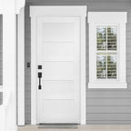 Kwikset Amador Front Door Lock Handle and Deadbolt Set, Entry Handleset Exterior with Casey Reversible Lever, Matte Black, Pick Resistant SmartKey Rekey Deadbolt Security, with Microban Protection