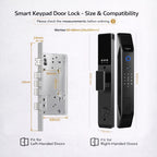 3D Face Recognition Smart Door Lock with Video Intercom, Tuya App Remote Access, Biometric Fingerprint & Palm Print Unlock, Heavy Duty Aluminum Mortise Lock for Home & Office (Black)