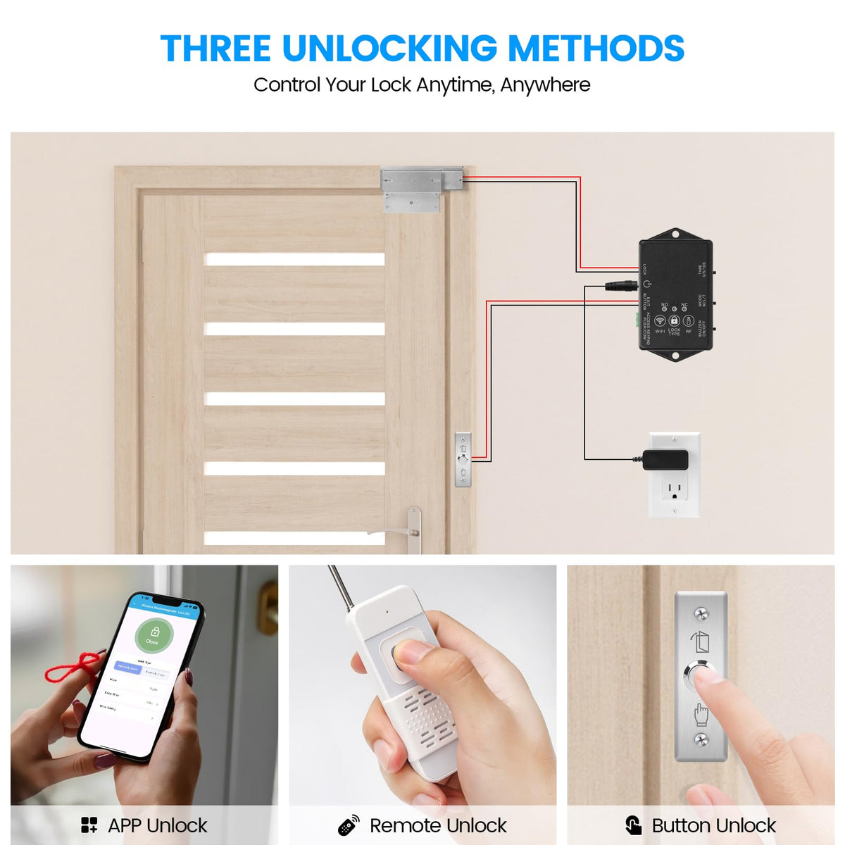 WiFi Smart Magnetic Lock for Door Kit, 1200lbs Holding Force Magnetic Door Lock System with App/Remote Control, 4 Modes, Sound Alerts, Easy Install for Home & Office