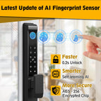 Sliding Glass Door Lock, Sliding Door Smart Lock with Fingerprint Keypad RFID Card Bluetooth App Key, 2885 Mortise Deep Pocket Patio Door Lock with Handle