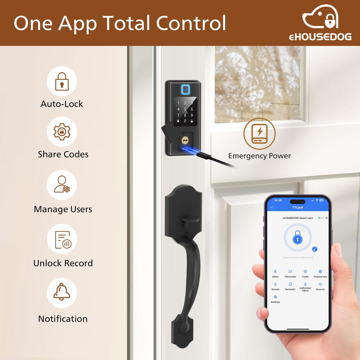 Smart Door Lock, Fingerprint Keyless Entry Deadbolt Lock with Keypad