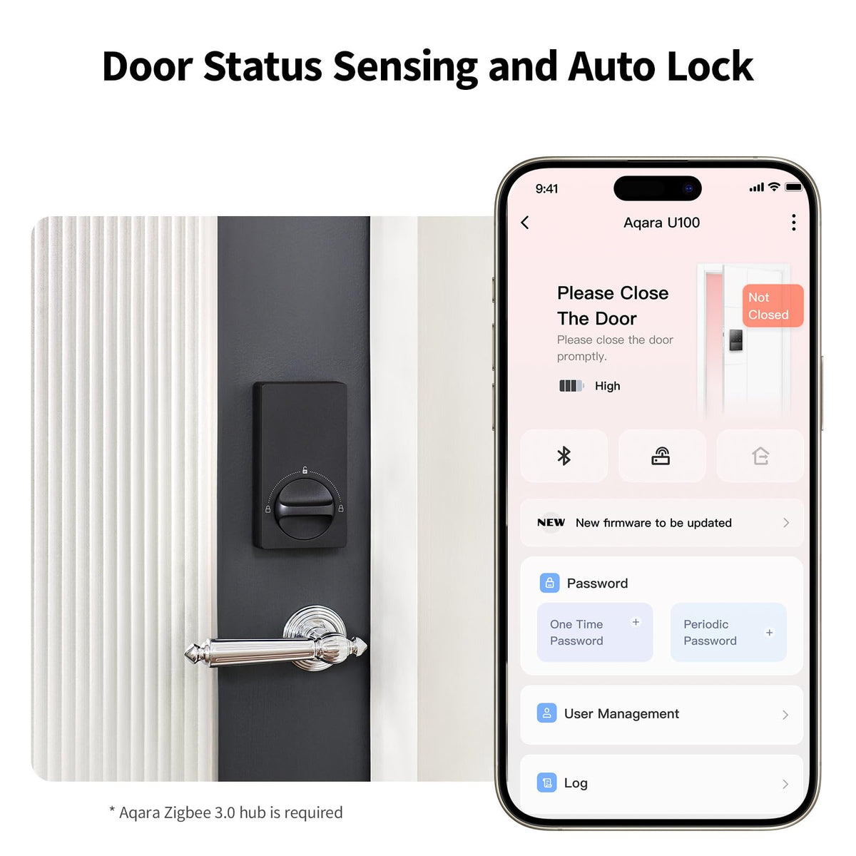 Aqara Smart Lock U50, Apple Home Key, Keyless Entry Deadbolt, Black