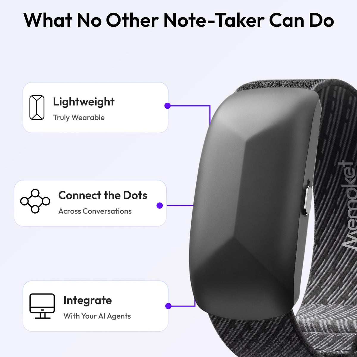 Gem Wearable AI Voice Recorder, Transcribe & Summarize, Wristband