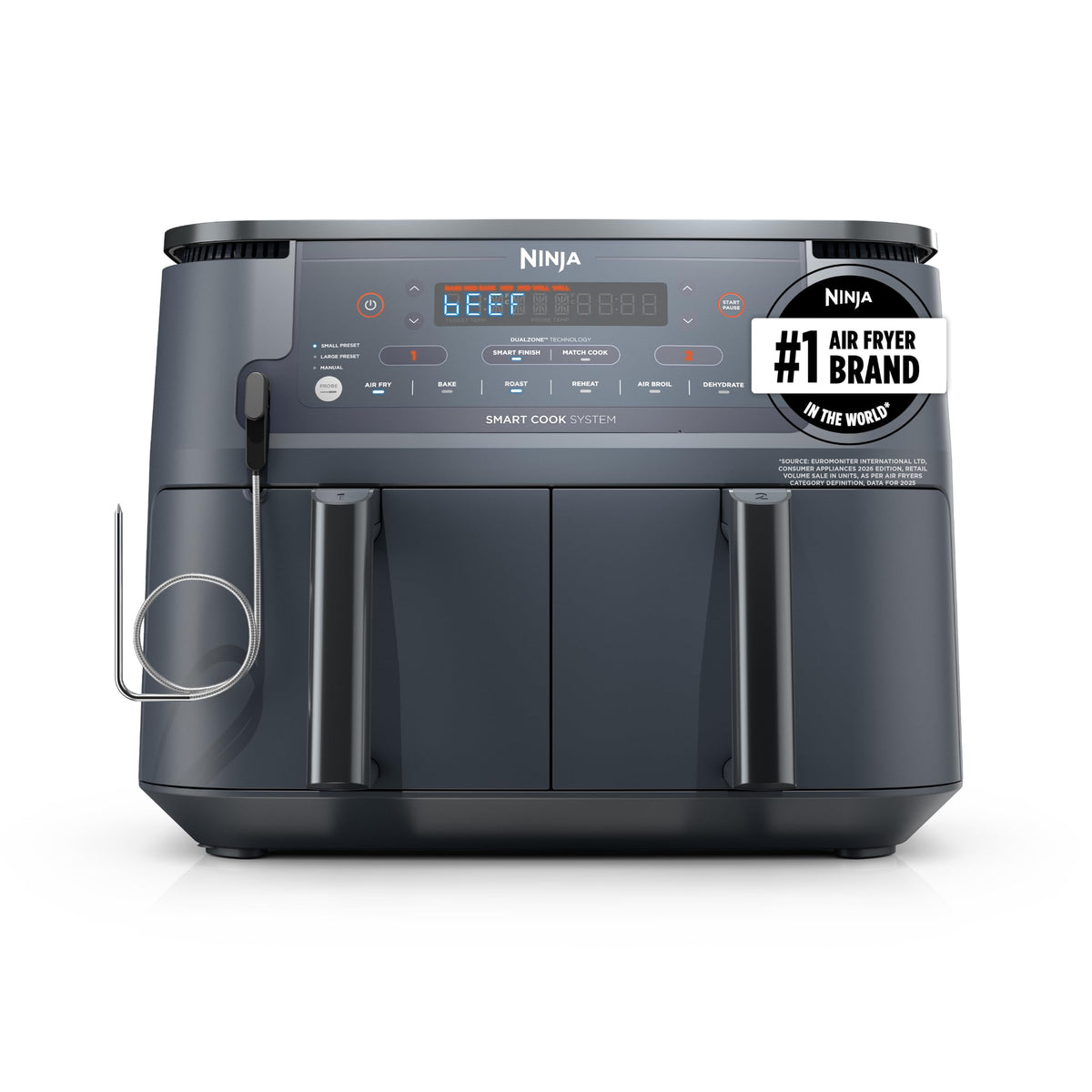 Ninja Foodi Air Fryer, 10 Qt DualZone Smart XL, 6-in-1, Grey, DZ550GY