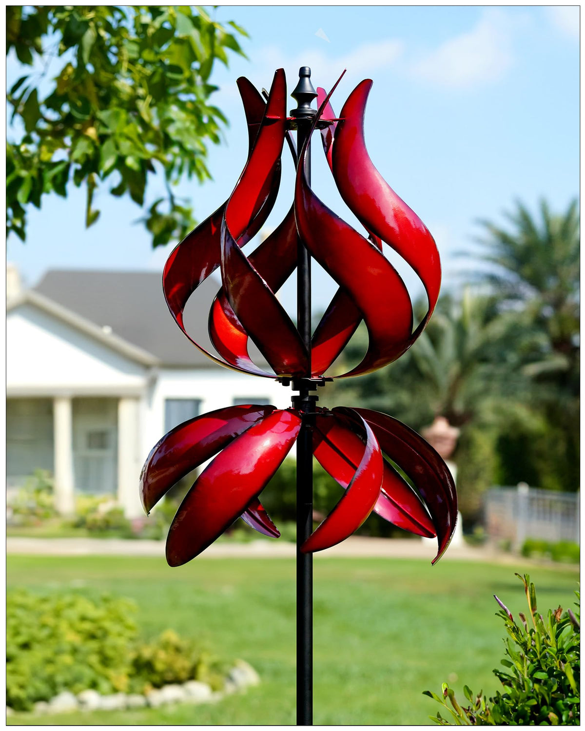 Yard Garden Wind Spinners - Large Outdoor Metal Wind Spinners with Stake, Yard Art Lawn Garden Decor (19" W x 87" H)