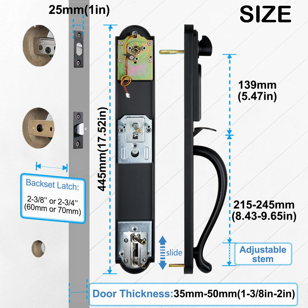Fingerprint Double Door Handle Set with Keypad Deadbolt, Right Hand
