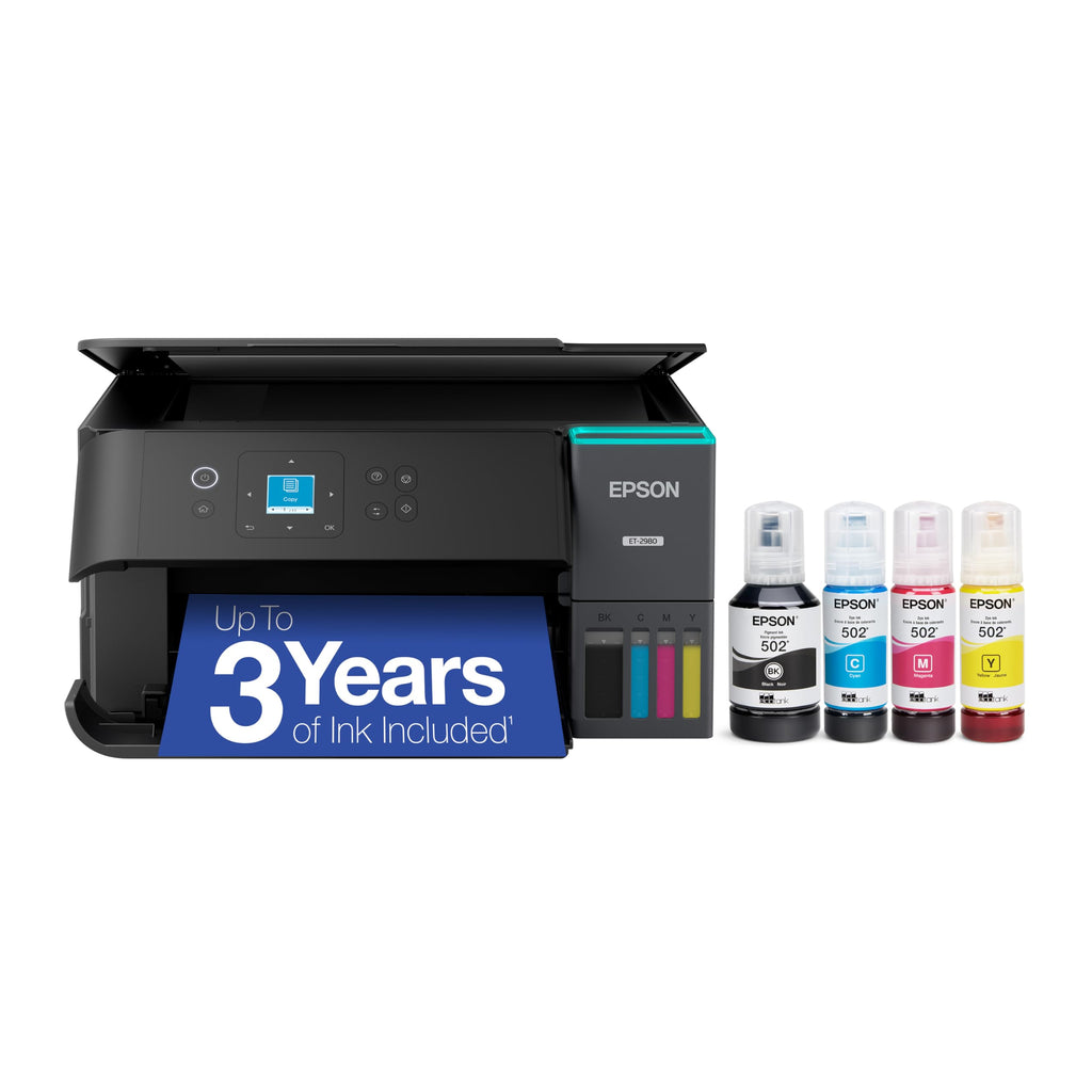 Epson EcoTank ET-2980 Wireless Color All-in-One Supertank Printer - White