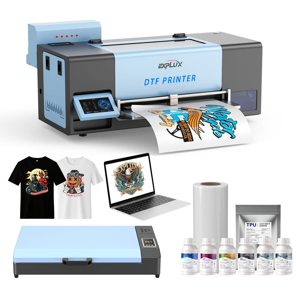 EXPLUX A3 DTF Printer XP600 Printhead S13 Bundle with Shaker Dryer