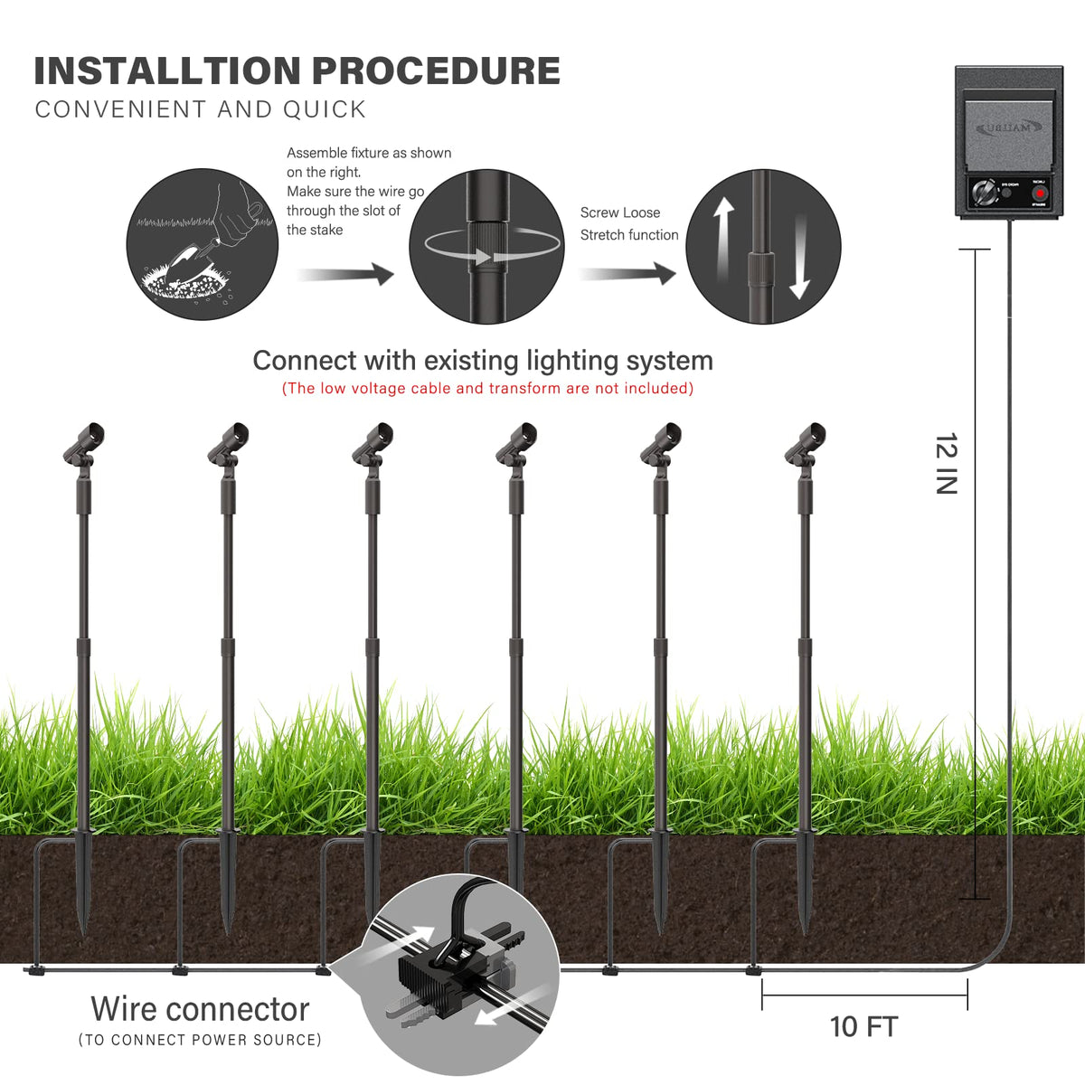 Malibu Low Voltage LED Telescoping Wall Light Outdoor Spotlight Waterproof Lighting for Driveway, Yard, Lawn, Flood, Garden, Outdoor Lighting 8 PK 8406-2606-08
