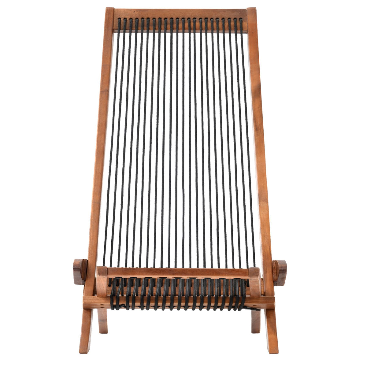 Knocbel Outdoor Folding Chair, Low Profile Patio Lounge Chair with Ergonomic Seat and Tall Slanted Back for Porch Deck Lawn Garden, 250lbs Weight Capacity (Brown and Black)