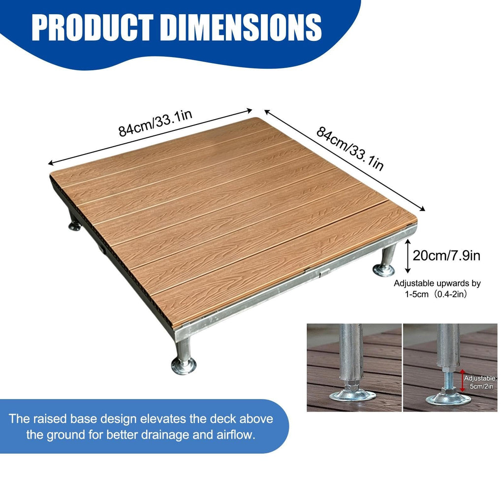 Floating Deck Kit, Raised Deck Platform Decking Waterproof Composite Tile