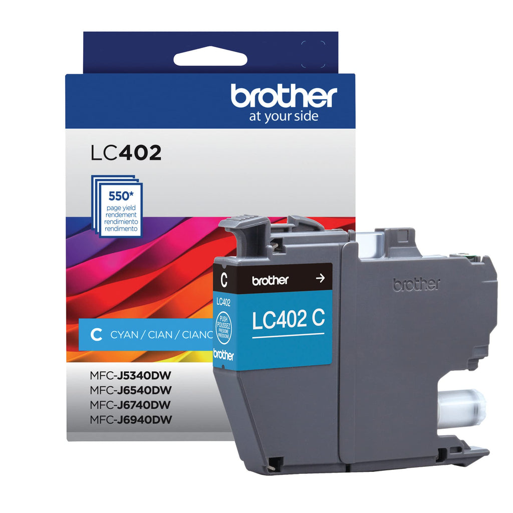 Brother Genuine LC402XL 3PK 3 Pack of High Yield Cyan, Magenta and Yellow Ink Cartridges, Black