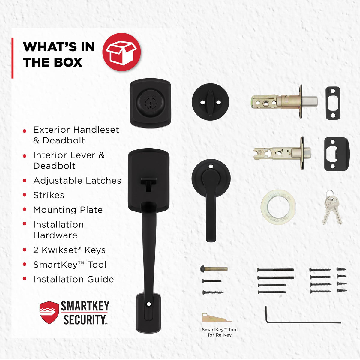 Kwikset Henley Front Door Lock Set with Deadbolt and SmartKey, Matte Black